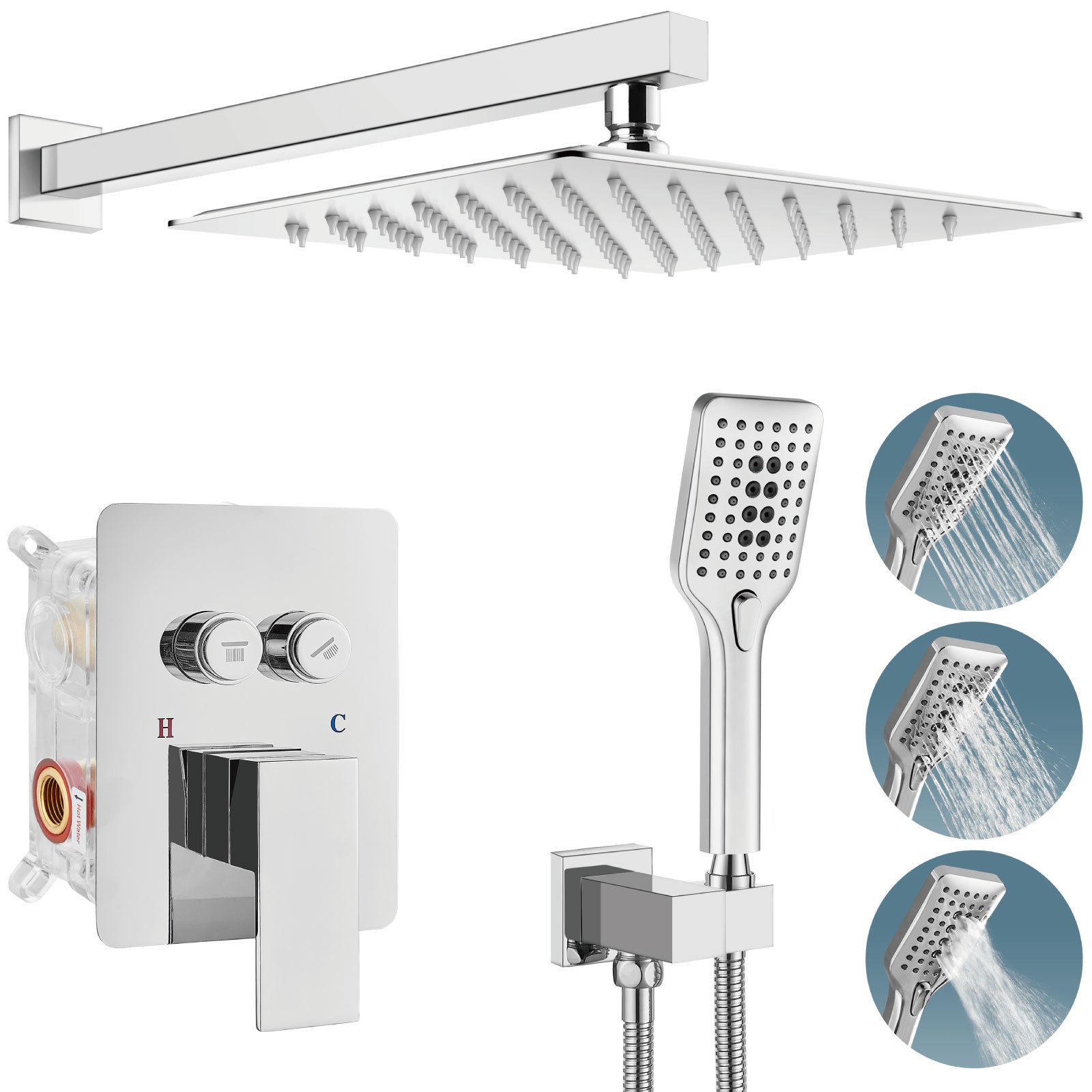 thumbnail interactive-video image 1 of Outdoor Shower Faucet SUS304 Shower Fixture Combo Set - Bed Bath 1 of 9