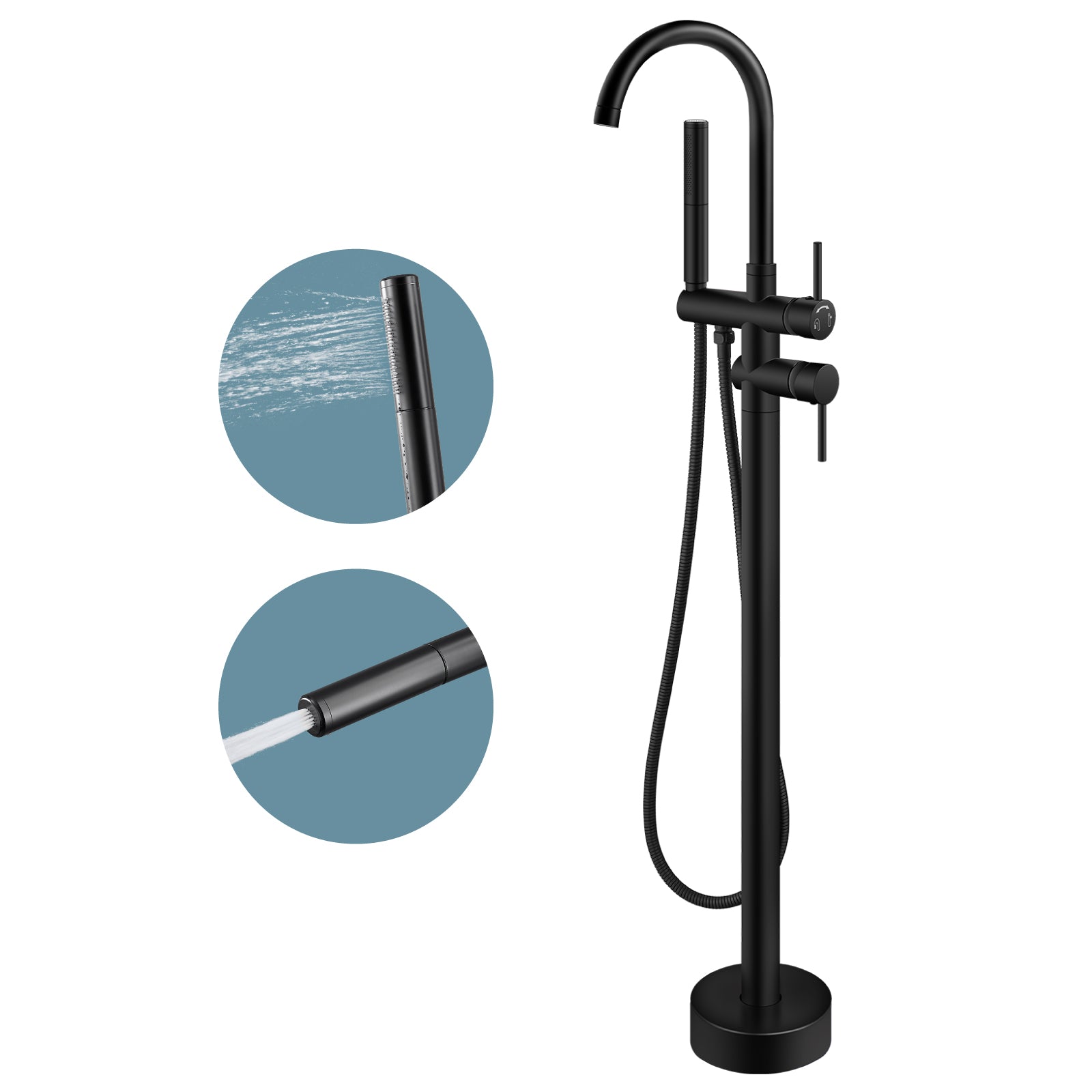 Aolemi Freestanding Bathtub Faucet Polish Chrome Waterfall