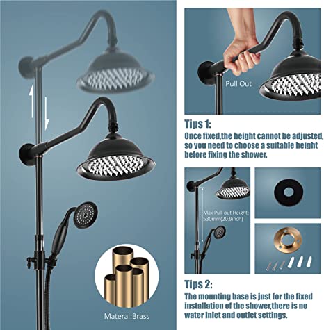 Aolemi Tub Shower Faucet Set With Tub Spout Rain Shower Head System Shower Trim Kit Pressure Rough-in Valve Included 8 Setting Dual Shower Head And