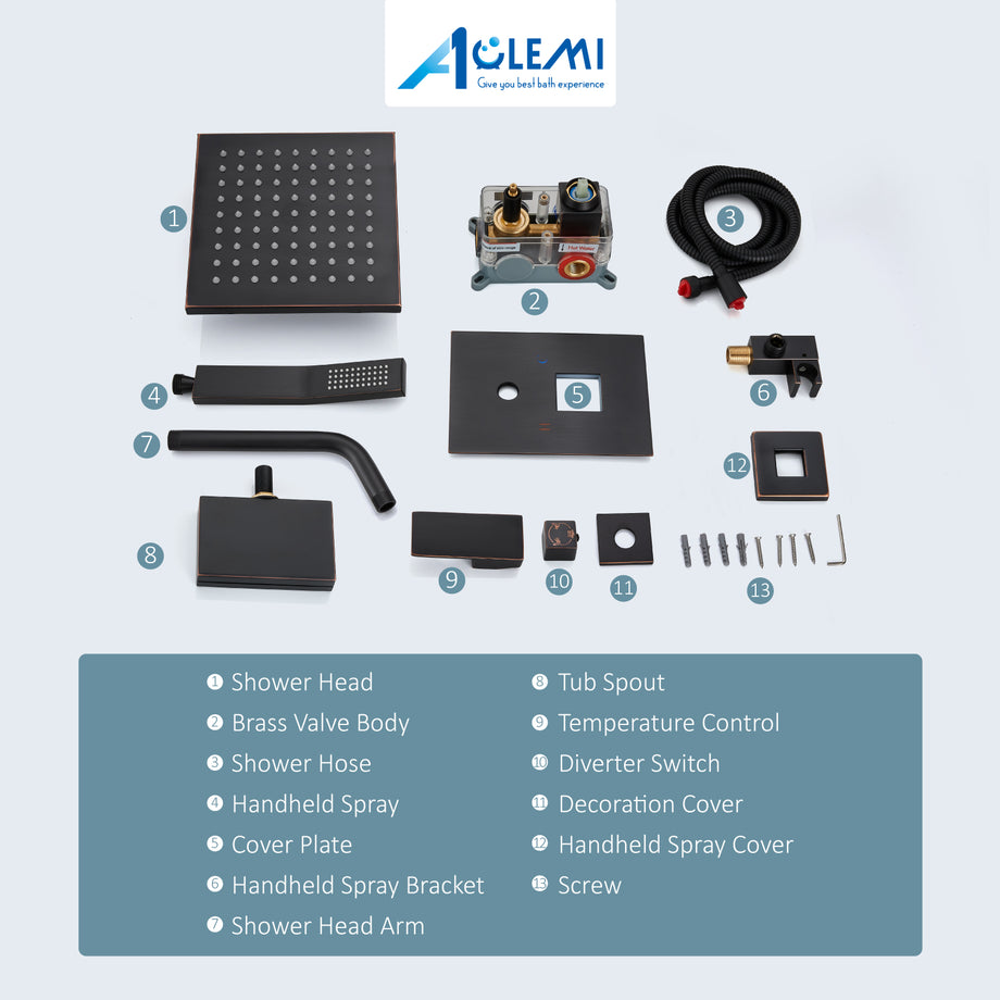 Aolemi Ceiling Mount Shower System Rain Shower Head With Handheld Spray High Pressure Shower - View #9